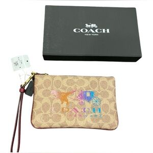 NWT COACH Signature Rexy Carriage Mini Micro Wristlet Dinosaur Authent $295 NIB
